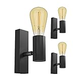 ledscom.de E27 Vintage Strahler FARE, Retro, schwarz, schwenkbar + LED Vintage gold max. 814lm extra-warmweiß 3-Stufen, 3 Stk
