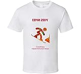 N/N SOCHI Olympische Spiele Snowboard Piktogramm T-Shirt Russische Schrift T-Shirt Winter Spiele Gr. XL, weiß