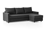 Traumnacht Schlafsofa Belfort, Ecksofa, Sofagarnitur in L-Form mit Schlaffunktion und Stauraum in der Ottomane, produziert nach deutschem Qualitätsstandard, anthrazit, 227x153x66