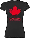 Länder Fahnen und Flaggen - Canada Vintage Not just Colder Cooler - L - Schwarz - Shirt Damen Canada - L191 - Tailliertes Tshirt für Damen und Frauen T-S
