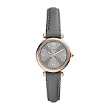 FOSSIL Damenuhr Carlie Mini, 28 mm Gehäusegröße, Dreizeigerwerk, Lederarmb