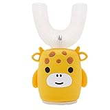 QNDYDB Intelligente U-Form Elektrische Zahnbürste 360 ​​Grad Kinder Sonic Music Silikon Automatische Ultraschallzähne Zahnbürste Cartoon Kinder yellow2-6 Years O