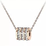 RTEAQ Schönes Halsketten Halsreif Schmuck Klassische Frauen Zirkonia Kreis Choker Halsketten mit Pflastersteinen Strass Rose Rose Edelstahl Frauenschmuck jubiläum Geburtstag Party Geschenk