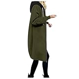 ZCLYXX Damen Lange Mantel Jacke Trenchcoat Herbst Winter Elegante Übergangsjacke mit Kapuze Leicht Parka Coat Outwear Long Cardigan mit Taschen Outw
