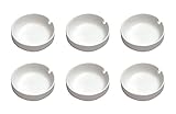 Set bestehend aus 6 Aschenbechern in runder Form, Durchmesser 8 cm, aus weiß