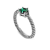 CaratYogi 925 Sterlingsilber-Antike-Ring Erstellt Smaragd Mai Geburtsstein Verlobungsring Frauen in Größe: 54