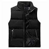 Asija Daunenweste Herren Fleeceweste Winter Warme Outdoor Weste Anglerweste Ärmellos Jacke mit Stehkragen Einschubtaschen Ärmellos Jacke Sport Kap