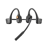 AfterShokz OpenComm Wireless Stereo Bone Conduction Bluetooth Headset with Noise-Canceling Boom Microphone for Office Home Business Trucker Drivers Commercial Use,Slate Grey