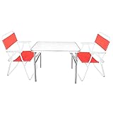 Wohaga 3tlg Campingmöbel Set Klapptisch 'Amsterdam', Aluminium, 75x55cm + 2X Strandstuhl, R