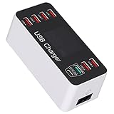 DONN Mehrere USB-Ladegeräte, 8 Port USB-Ladegerät 40 W Schnellladefunktion QC 3.0 USB C Mehrere USB-Ladestationen mit LCD-Digitalanzeige, für Smartphones Tablets(EU-STECKER)