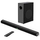 Soundbar mit Subwoofer für TV Geräte, TV Lautsprecher 2.1 Kanal Surround Sound 100W 36Zoll Bluetooth 5.0 Unterstützt Optische, Coxial und AUX Kabelverbindung für Heimkino Soundsy