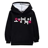 Jungen Mädchen Squid Game Merch Kinder Plüsch Hoodie Casual Sweatshirt, Schwarz , 10 - 11 J
