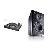 Dual DT 450 manueller Plattenspieler (Riemenantrieb, Holz-Gehäuse, 33/45 U/min, Magnet-Tonabnehmer System) Schwarz & Magnat Monitor Supreme 102, Schw