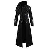 AmyGline Steampunk Herren Lange Mantel Frack Retro Gothic Jacke Gehrock Stehkragen Windjacke Uniform Viktorianischen Smoking Jacke Mäntel Praty Bankett Punk Kleidung Cosplay Kostü