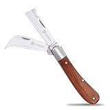 Linsen-outdoors Professionelles Okuliermesser, Scharfes Pfropfmesser mit 2 Klingen, Edelstahl Klappgarten Knospungs Messer zum Pfropfen, Beschneiden, Reparieren von Unkrautbü