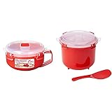 Sistema Microwave Reiskocher, 2,6 l, rot/transparent & Microwave Frühstücksschale, 850 ml, rot/transp