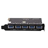 YXZQ Computer-Add-On-Karte 7Port PCI-E USB 3.0 Express Card, 5 Port Aussen- und 2-Port for die Vorderseite der Platte Via 19Pin innen mit 5V 15Pin Sata Stromanschluss für Computerhardware-Zubehö