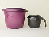 TUPPERWARE Mikrowelle 3,0L Pasta-Meister lila + 550ml Kleiner Reiskocher schwarz Mikro Micro + Pikierstab