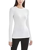 BCBGMAXAZRIA Damen Long Sleeve Top with Crew Neck T-Shirt, gebrochenes weiß, X