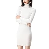 Herbst Und Winter High Collar Temperament Commuter High Waist Braun Mid-Length Rock Solid Color Strickziehen F