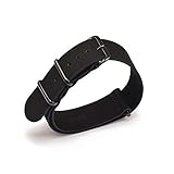 WNFYES Uhrenarmband 18mm 20mm 22mm 24mm Leder Sport Atmungsaktives Riemen schwarz Silber Ring Schnalle Armband Band Zubehör uhrenarmband Leder (Band Color : Black B, Band Width : 24mm)