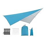 lahomia Rain Fliegenzelt Plane 3 Meter, Tragbare Leichte Winddichte Schneefeste Camping Shelter, 3 4 Person Camping Picknickzelt TARPS - Blau Silb