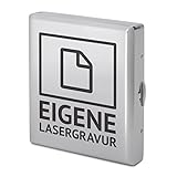 Kartenmachen.de Zigarettenetui Chrom poliert mit individueller Gravur Metall Silber für 18 Zigaretten mit Spannbügel - Eigene G