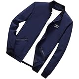 Segindy Herren Langarmjacke Mode Stehkragen Bequem Große Größe Einfache Lose Allgleiches Freizeitjacke Mit Reißverschluss L