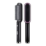 YIXIN2013SHOP Kamm Professionelles Haarglätter Haar Curler Pinsel Haarkamm Gräuelen Curling Hair Iron Hair Styler Tool Haarbürste (Color : Black, Plug Type : US)