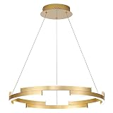60W Hängelampe Esstisch,LED Pendelleuchte Esszimmer Dimmbar Modern Esstischlampe Mit Fernbedienung für Wohnzimmer Küchen Cafe Höhenverstellbar Hängeleuchte,Champagner Gold,φ60CM