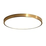 LucaSng Messing LED Deckenleuchte Dimmbar 24W 2400LM Flurlampe Rund Flach Ultraslim Deckenlampe Gold Moderne Flur Gang Treppenhaus Balkon Ankleidezimmer Vorraum Decken Lampe (Ø30CM 3000K/4500K/6000K)