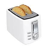 Automatik-Langschlitztoaster, Automatik-Toaster mit Brötchenaufsatz, Edelstahl Toaster zum Toasten, Auftauen und Erwärmen, 750 W, weiß
