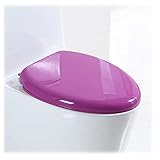 YHMT Premium Toilettendeckel Oval,WC Deckel mit Absenkautomatik,Klobrille aus Dickem Polypropylen Abnehmbar,WC-Sitz in Farbe (Color : Pink Purple)