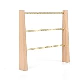 YCSX Schmuck Veranstalter Display Moderne Holz Schmuckhalter und Display Tischplatte Schmuck Lagergestell 3 Tier Schmuck Organizer Stand für Halsketten Armbänder Earr, natürliche Farbe Schmuck H