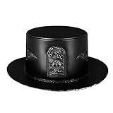 XHLLX Leder Zylinder Karneval Dekorativ Für Männer Und Frauen Halloween Cosplay Hut Retro Style Pu Leder Cap Requisiten Herren Damen Schwarz Einheitsgröß