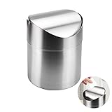 Kleiner Edelstahl-Abfalleimer, Minimalistisches Design Mini-Desktop-Mülleimer, Edelstahl-Tischabfalleimer Mit Schwingdeckel-Abfalleimer Für Zuhause, Wohnzimmer, Küche, Schlafzimmer, Büro,