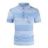 Polo T-Shirt Top Bluse Herren Sommer Slim Casual Fit Patchwork Kurzarm (XL,6blau)