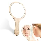 Friseur Handspiegel, Rundschreiben Handspiegel mit Holz Griff, Holz Rund Handspiegel, Salon Runde Holz Spiegel, Haare Schneiden Rasieren Salon Gesichtspflege, Bilden Spieg