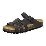 AFS-Schuhe 2122 Damen Pantoletten Sommer aus echtem Leder, hochwertige Sandalen für Frauen, Made in Germany (42 EU, grau/Stone)