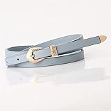 YSJJLRV Gürtel Frauen Geschnitzte Muster Vintage Gürtel Metall Schnalle Gürtel Frauen Retro Legierung Bund Weibliches Kleid Neu (Belt Length : 105CM, Color : Light Blue)