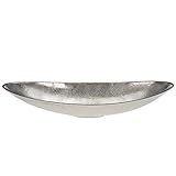 DRULINE Dekoschale Obstschale zur Dekoration Essen Snacks Süßigkeiten Schiff Oval Esszimmer, Wohnzimmer aus Aluminium | L x B x H 50 x 19 x 9.5 cm | Silb