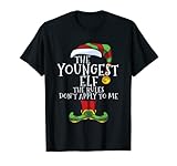 Im The Youngest Rules Elf Family Christmas Funny PJ Pajama T-S