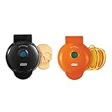 Dash DMW002HW Mini Maker (2er-Pack) für einzelne Waffeln Hash Browns, Keto Chaffles mit leicht zu reinigenden, antihaftbeschichteten Oberflächen, 10,2 cm, Halloween, Schwarz und Orang
