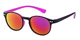 Chic-Net Hochwertige Sonnenbrille rund Punkte 400UV Schlüsselloch Steg neon Farben pink