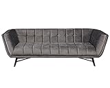 LC Home 3er Sofa Dreisitzer Couch »Italy« samt gesteppt dunkelgrau 228x89x77