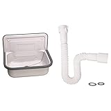 Sanitop-Wingenroth Ausgussbecken Stahl, resistent gegen Frost, 50 cm 04200 0 & 22149 8 flexibel Siphon, Anschlussrohr für Waschtisch und Spüle| Flexibler Geruchsverschluss | 1 1/2 x 40/50