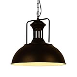 Huahan Haituo Vintage Pendellampe Retro Metall Hängelampe Industrial Deckenlampe Bar Coffee Shop Küche Schlafzimmer Dekoration Pendelleuchte (Schwarz, 42 CM)