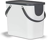 Rotho Albula Mülltrennungssystem 25l für die Küche, Kunststoff (PP) BPA-frei, weiss/anthrazit, 25l (40,0 x 23,5 x 34,0 cm)