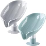 Seifenhalter Mit Saugnapf - Tomicy 2 Stück Blattform Hohl Seifenhalter, Blätter-förmig Soap Box, Kunststoff Seifenablage Ohne Bohren Für Badezimmer Dusche Küche(Grün,Grau)