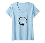 Damen Enso, Zen, Kreis, Buddha Meditation Japan Kalligrafie Yoga, T-Shirt mit V